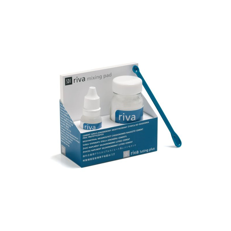 RIVA LUTING PRÁŠEK 15 G + KAPALINA 10,7 ML - SAMOTUHNOUCÍ SKLOIONOMERNÍ CEMENT